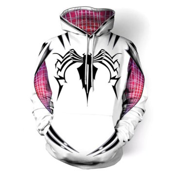 3D Digital Printing Hooded Hoodie - White