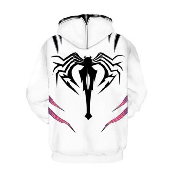 3D Digital Printing Hooded Hoodie - White