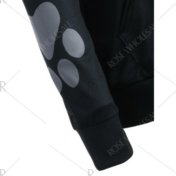 3D Dog Print Drop houlder Hoodie - Black