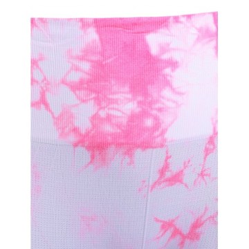 Active Elastic Waist Tie Dyed Women's Cropped Leggings - Pink