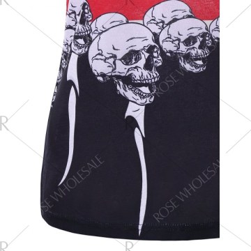 American Flag and Skull Printed T-shirt - Black