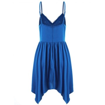 Asymmetric Color Block Cami Dress - Royal Blue