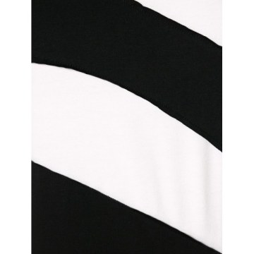 Asymmetric Color Block Long Sleeve T-shirt - Black