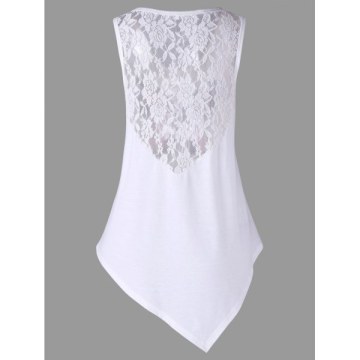 Asymmetrical Butterfly Print Ombre Color Tank Top - White