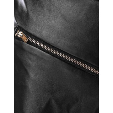 Asymmetrical High Waisted Faux eather Skirt - Black