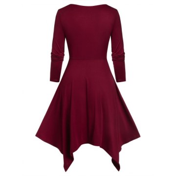 Asymmetrical Sweetheart Neck Sequined Dress - Red Wine