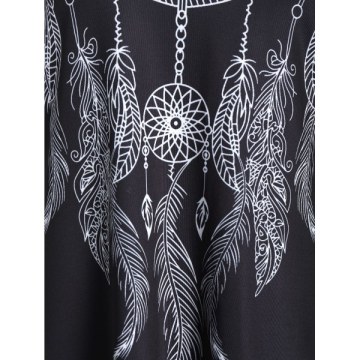 Asymmetrical V Neck Printed Tank Top - Black