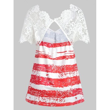 Back Cut Out Lace Insert T-shirt -