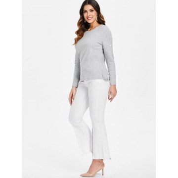 Back ace Panel Bowknot Embellished Top - Gray