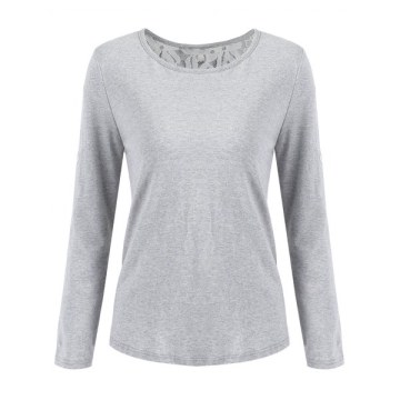 Back ace Panel Bowknot Embellished Top - Gray