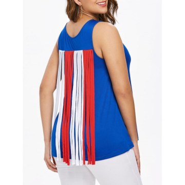 Back Tassel Insert Tank Top - Blue