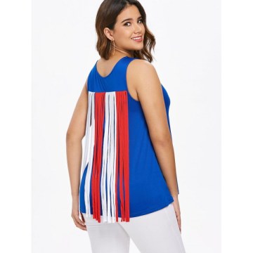 Back Tassel Insert Tank Top - Blue
