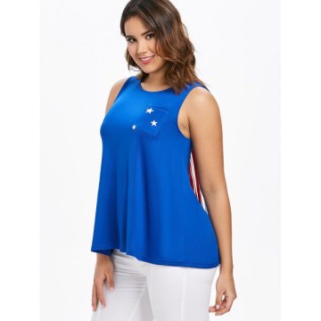 Back Tassel Insert Tank Top - Blue