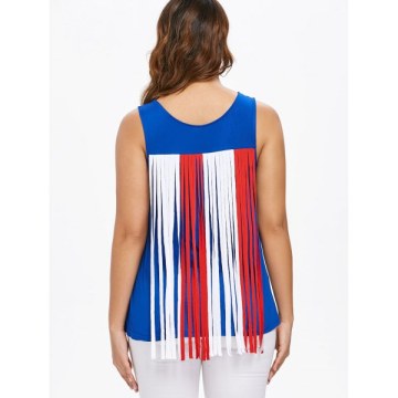 Back Tassel Insert Tank Top - Blue