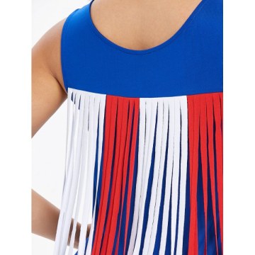 Back Tassel Insert Tank Top - Blue