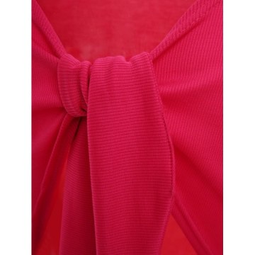 Back Tie Cut Out ini Dress - Rose Red