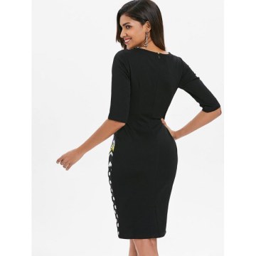 Baroque Print Polka Dot Dress - Yellow