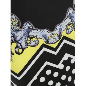 Baroque Print Polka Dot Dress - Yellow