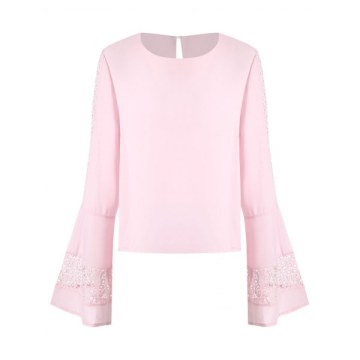 Bell Sleeve ace Crochet Blouse - Pink Bubblegum