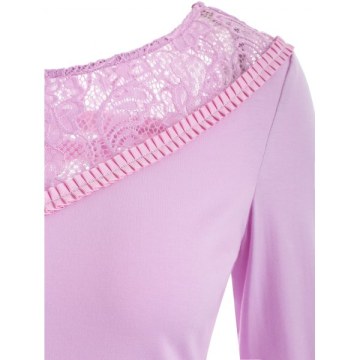 Bell Sleeve ace Insert ace Up T-shirt - Mauve