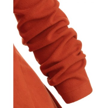 Belt Connected Snap Button Fleece Coat - Papaya Orange