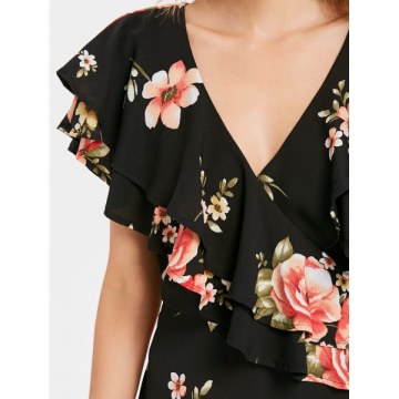 Bohemian Ruffled High Low axi Dress - Black