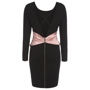 Bowknot Backless Mini Dress - Black