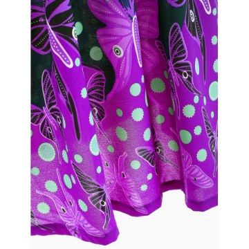 Butterflies Long Sleeve Lace Trim Dress - idnight Blue