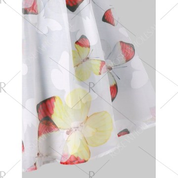 Butterflies Pattern Fit and Flare Dress - White