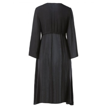 Butterflies Sequined Split Sleeve Chiffon Dress - Black