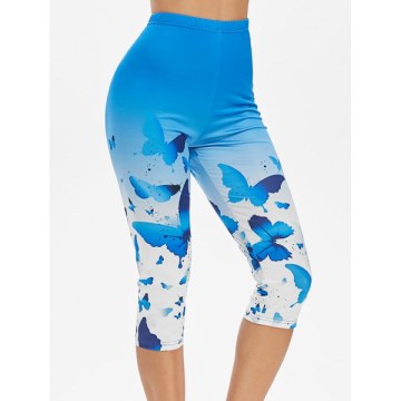 Butterfly Print kinny Capri Leggings -