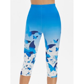Butterfly Print kinny Capri Leggings -
