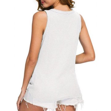 Button Up Bowknot Tank Top - White