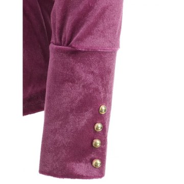 Button Velvet Pullover T Shirt - Light Pink