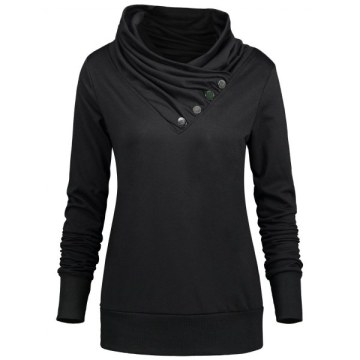 Buttoned Turtleneck weatshirt - Black