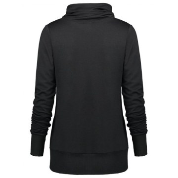 Buttoned Turtleneck weatshirt - Black