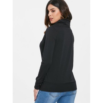 Buttoned Turtleneck weatshirt - Black