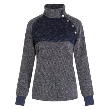 Buttons Color Block Top - Gray