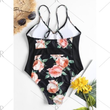 Cami Floral One-piece Swimsuit - Black