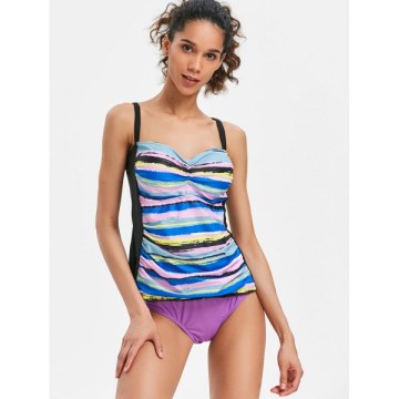 Cami Strap Striped Tankini -
