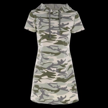 Camouflage Hooded Casual Mini Dress -