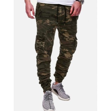 Casual Camouflage Printed Drawstring Jogger Pants - Acu Camouflage