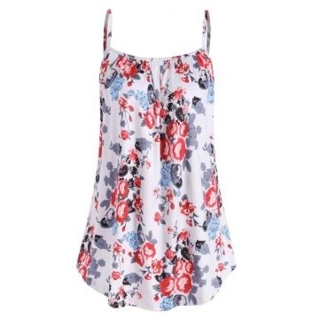 Casual Flower Print Cami Top - White
