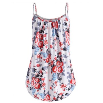 Casual Flower Print Cami Top - White