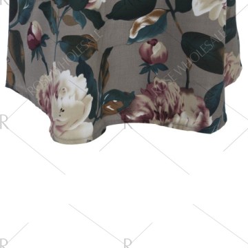 Casual Round Collar Long Sleeve Floral Print Pocket Dress for Women - Geometric Print