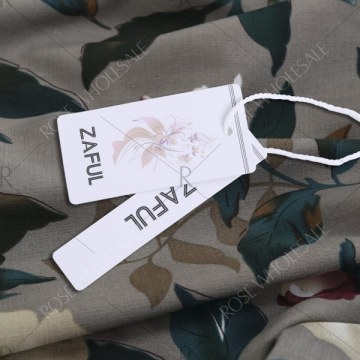 Casual Round Collar Long Sleeve Floral Print Pocket Dress for Women - Geometric Print