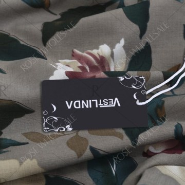 Casual Round Collar Long Sleeve Floral Print Pocket Dress for Women - Geometric Print