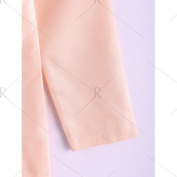 Casual Style Scoop Neck Candy Color Puff Sleeve Cotton Women's Coat - Pink One