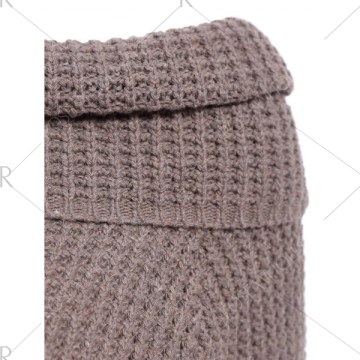 Chic 3/4 Sleeve Pure Color Pocket Design Women's Sweater - Khaki