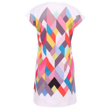 Chic Scoop Collar Short Sleeve Geometric Print Women's Dress -